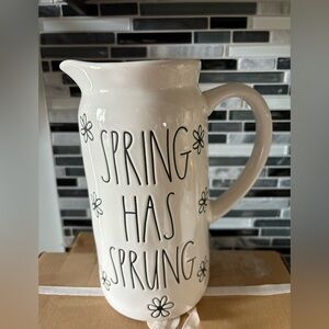 Rae Dunn White Pitcher with 'Spring Has Sprung' Design